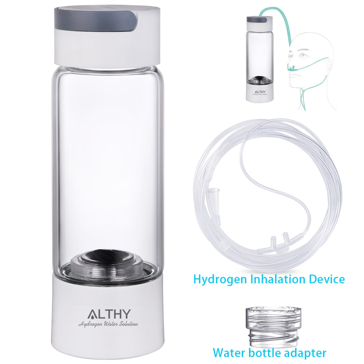 ALTHY Hydrogen Rich Water Generator Bottle - Maker lonizer - H2 Inhalation device
