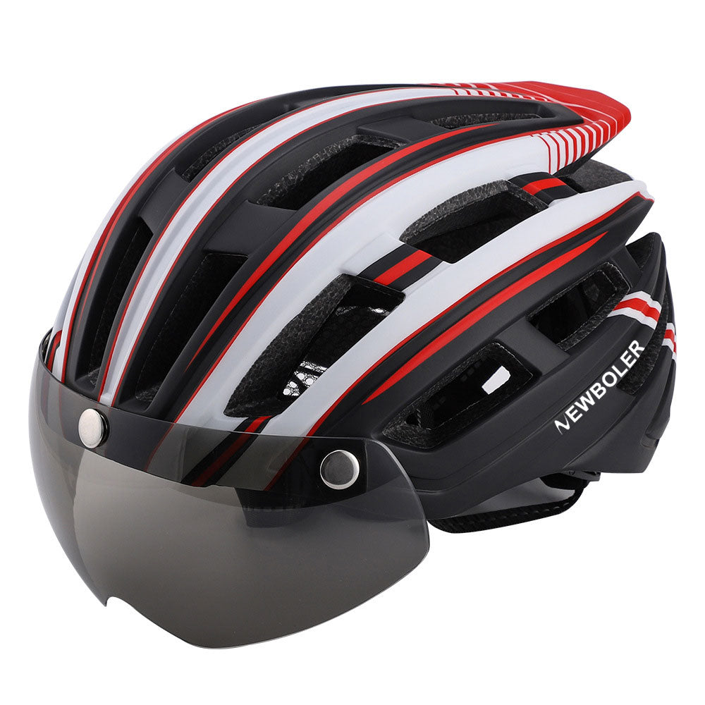 Bike Helmet with USB Rechargeable Rear Light Detachable Magnetic Goggles Removable Sun Visor Mountain & Road Bicycle Helmets for Men Women Adult Cycling Helmets